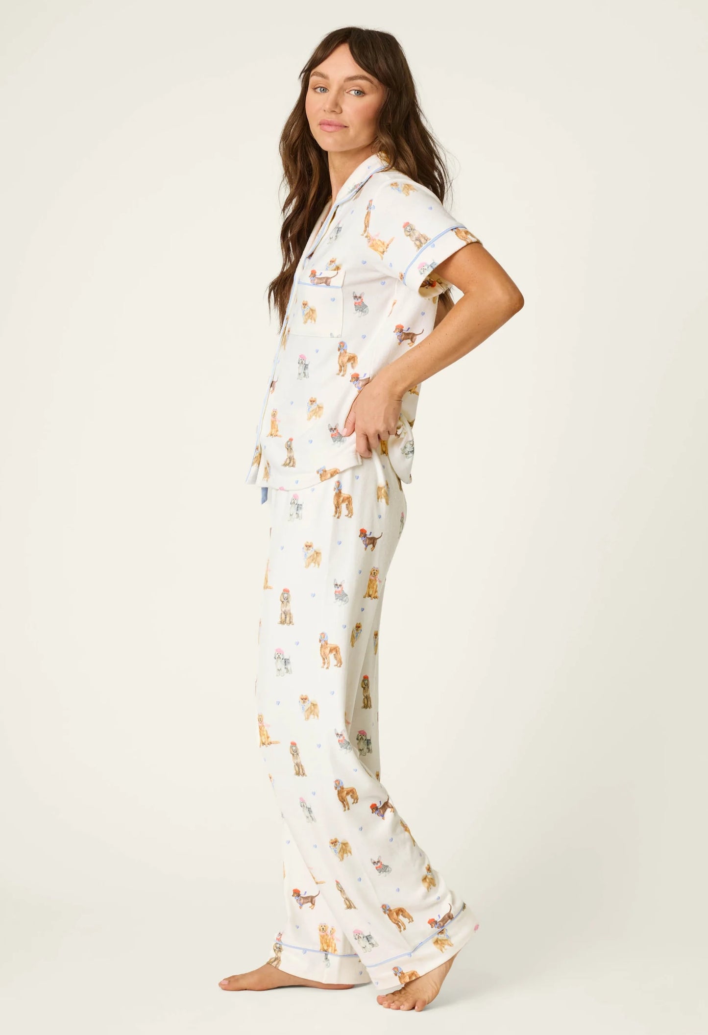 Meet Me in Pawris Dog Print 3-Piece PJ Set
