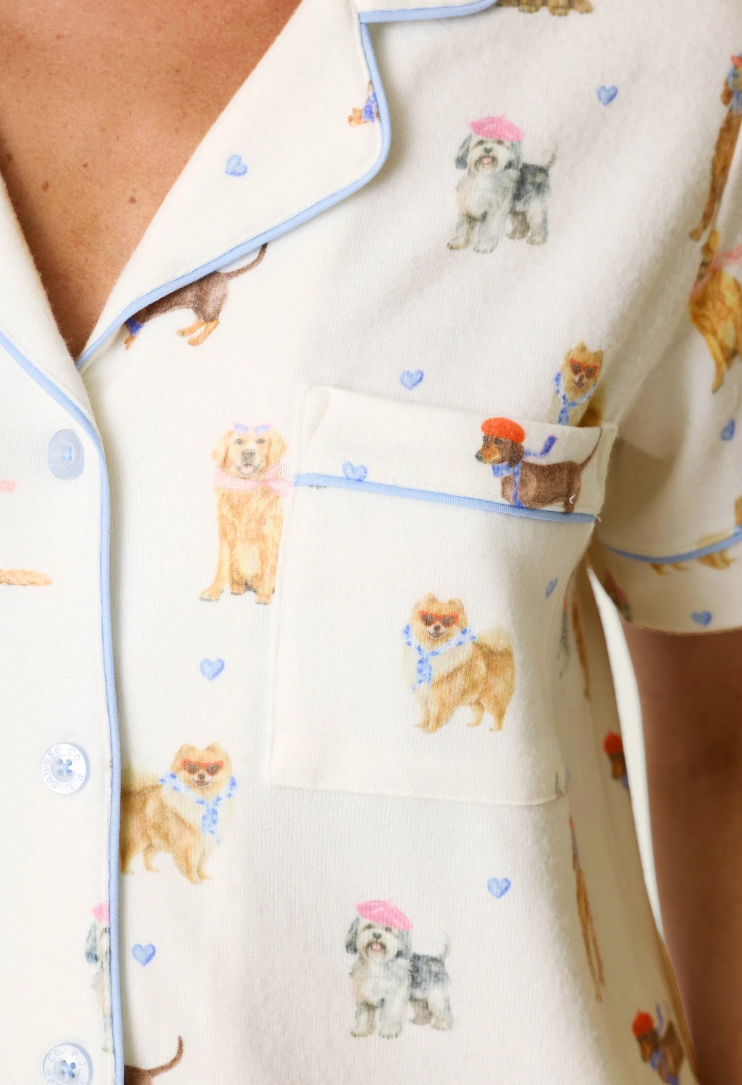 Meet Me in Pawris Dog Print 3-Piece PJ Set