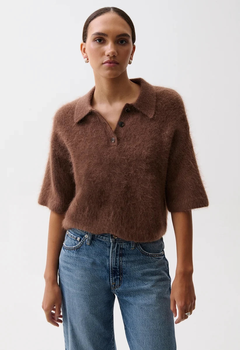 Nadya Alpaca Blend Boxy Polo Sweater