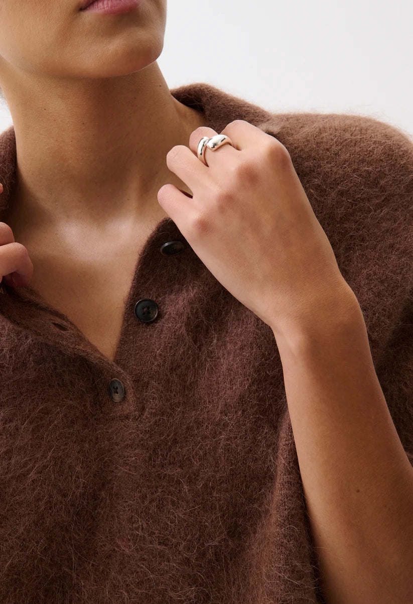 Nadya Alpaca Blend Boxy Polo Sweater