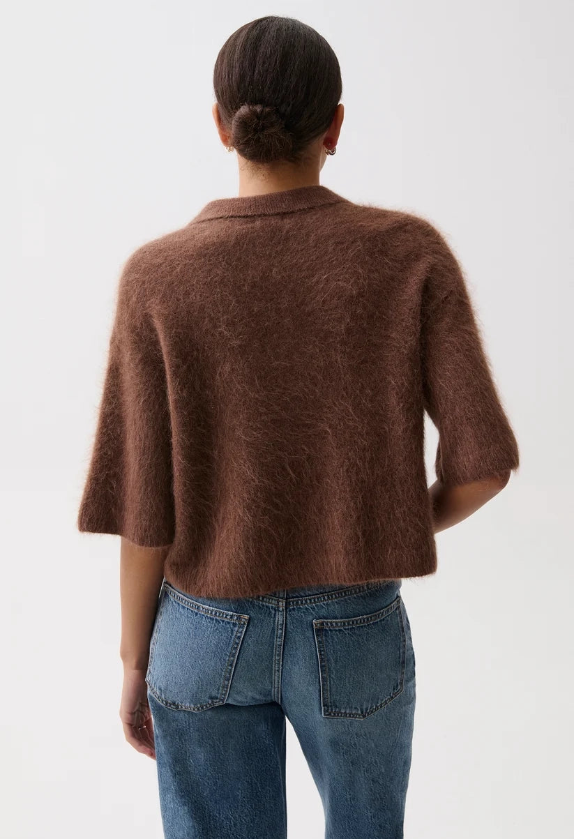 Nadya Alpaca Blend Boxy Polo Sweater