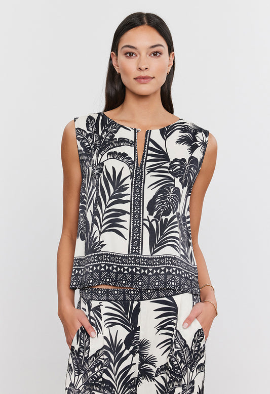 Neva Palm Print Sleeveless Top