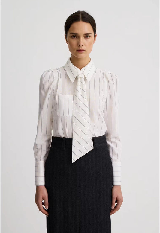 Neck Tie Box Pleat Shirt