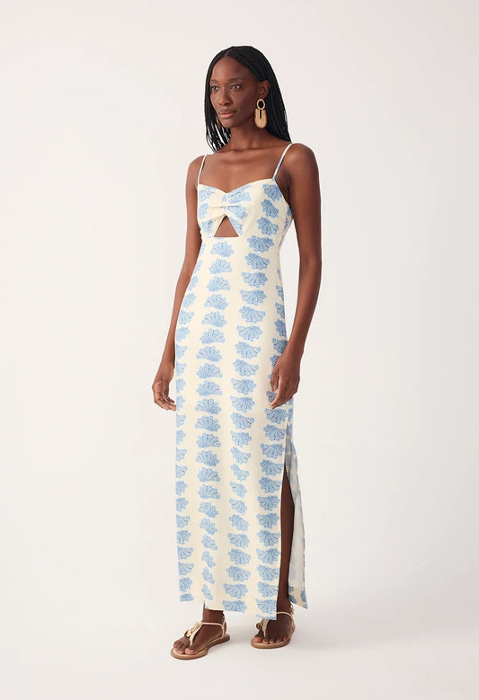 Off-White Aquario Side Slit Linen Maxi Dress
