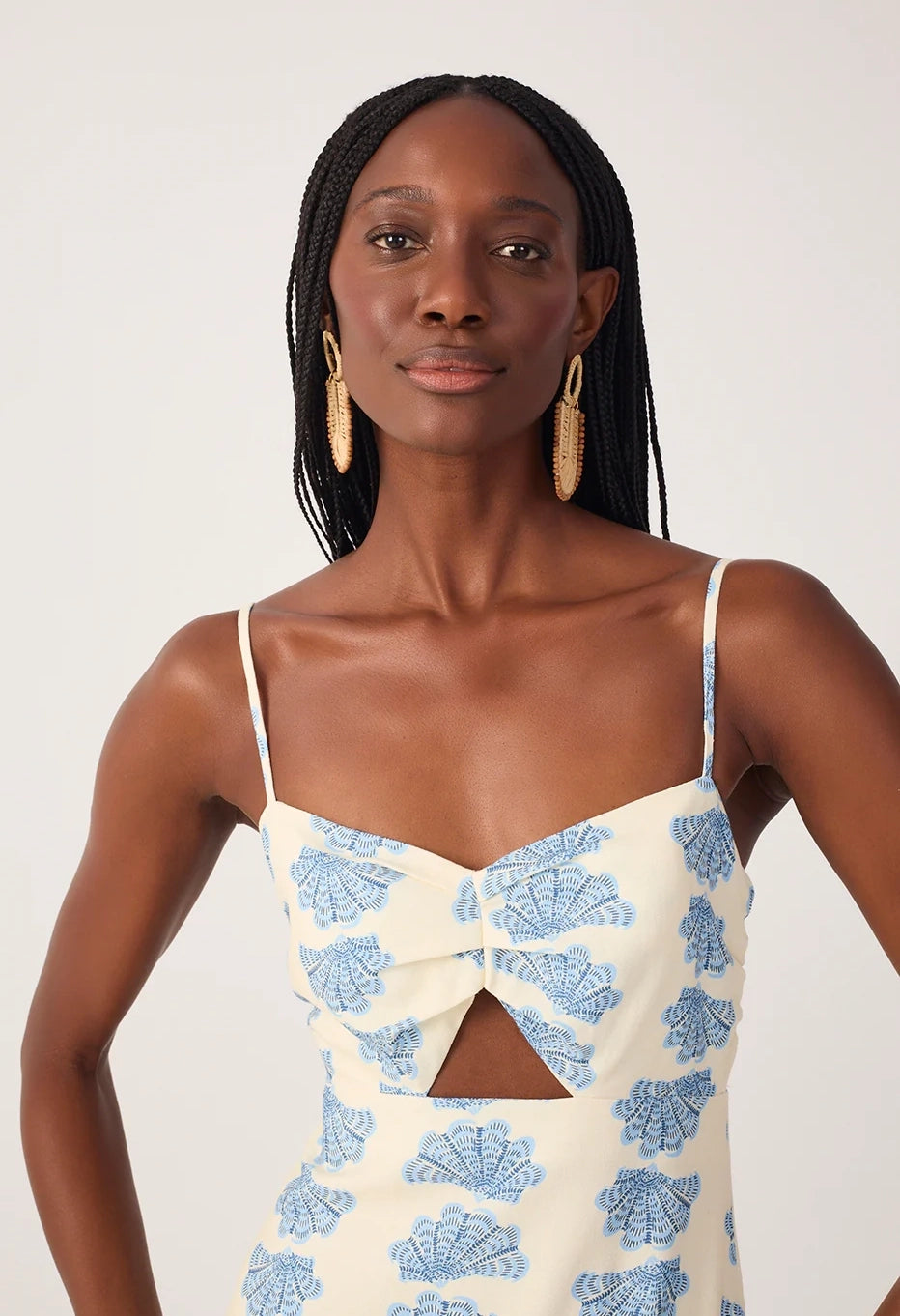 Off-White Aquario Side Slit Linen Maxi Dress