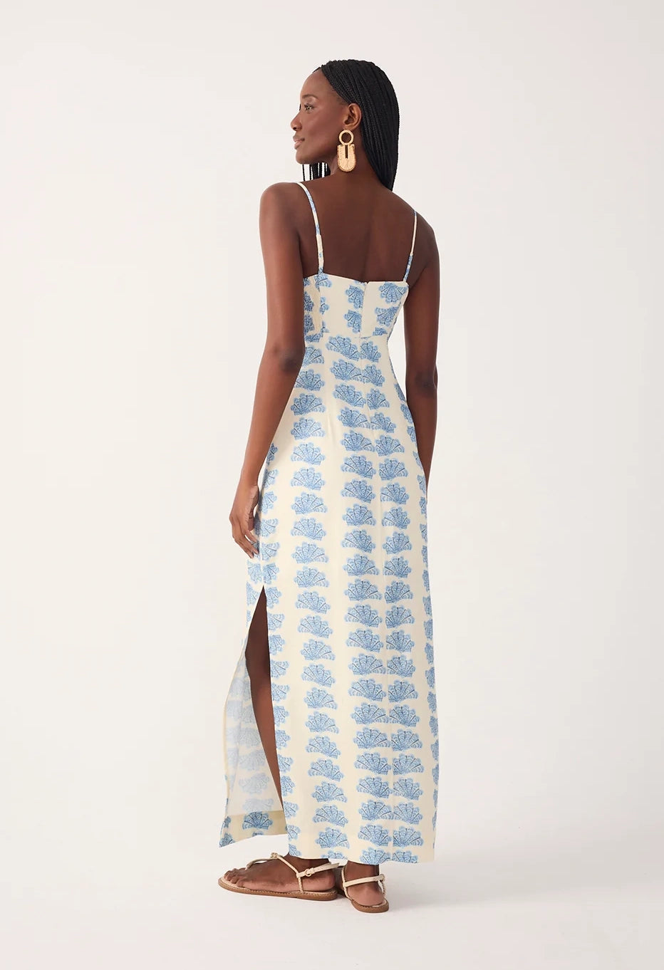 Off-White Aquario Side Slit Linen Maxi Dress
