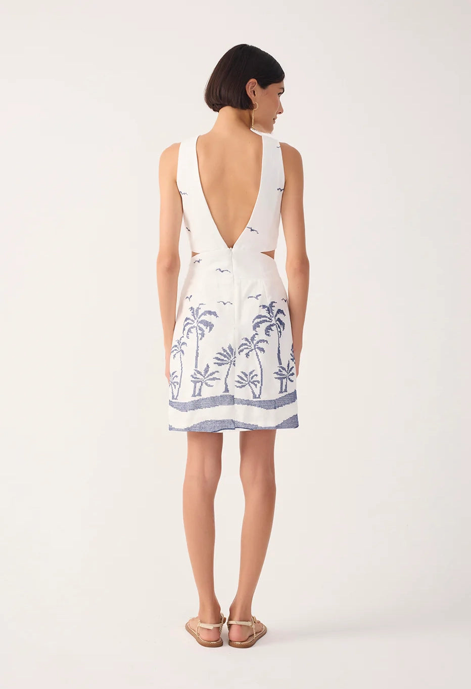 Off-White Embroidered Linen Mini Dress