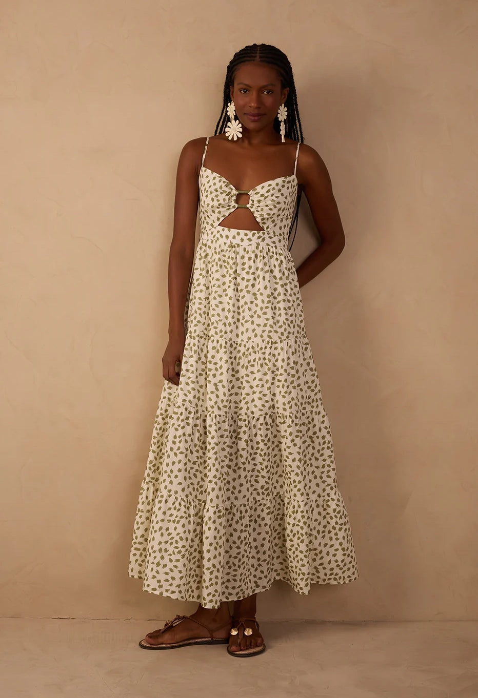 Dotted Leaf Maxi Dress