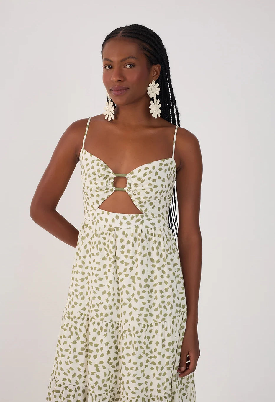 Dotted Leaf Maxi Dress