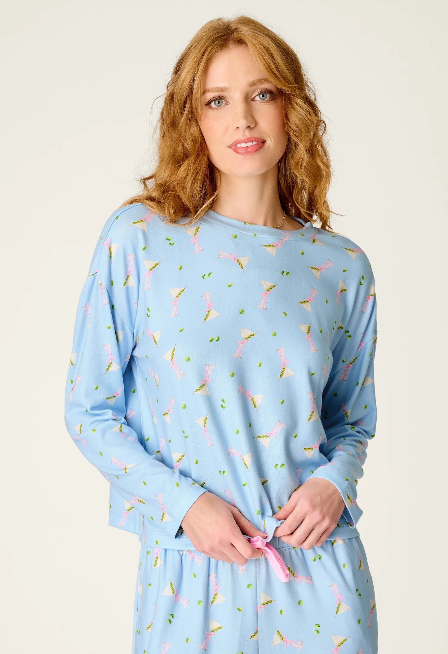 Olive You Martini Print Long Sleeve Top and Pants