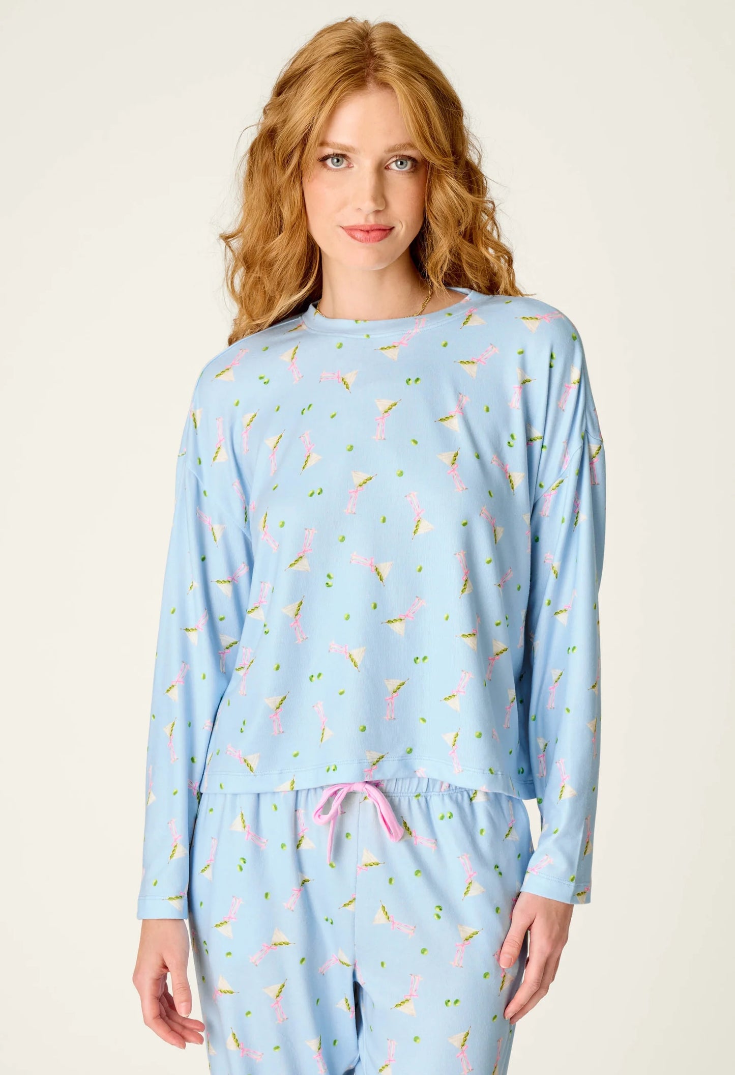Olive You Martini Print Long Sleeve Top and Pants