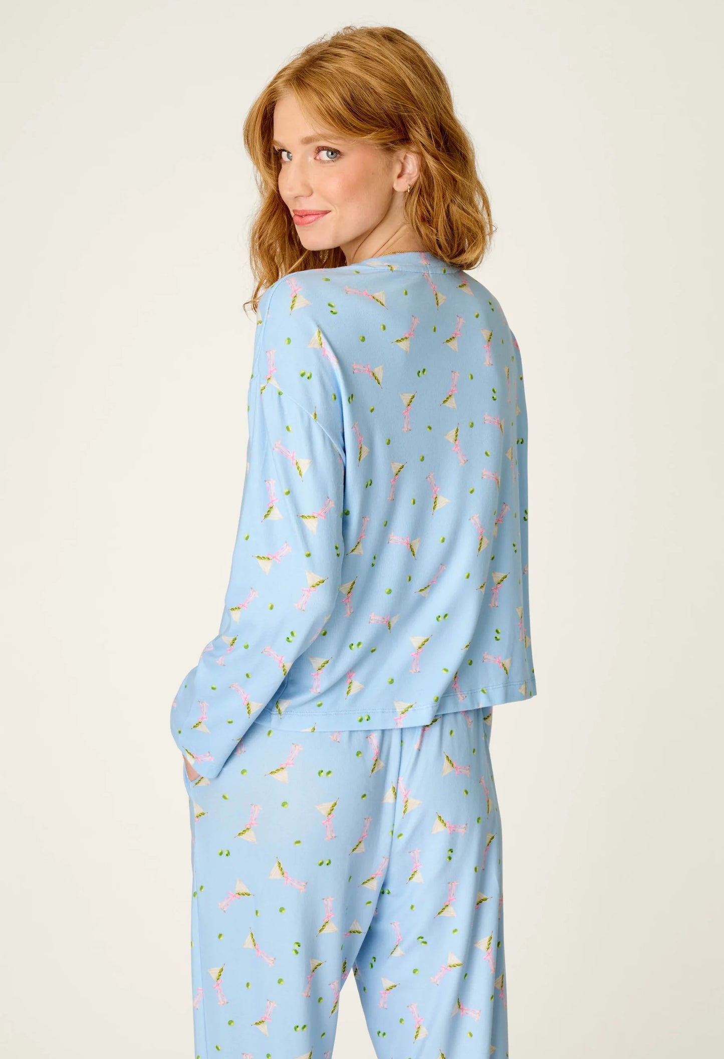 Olive You Martini Print Long Sleeve Top and Pants