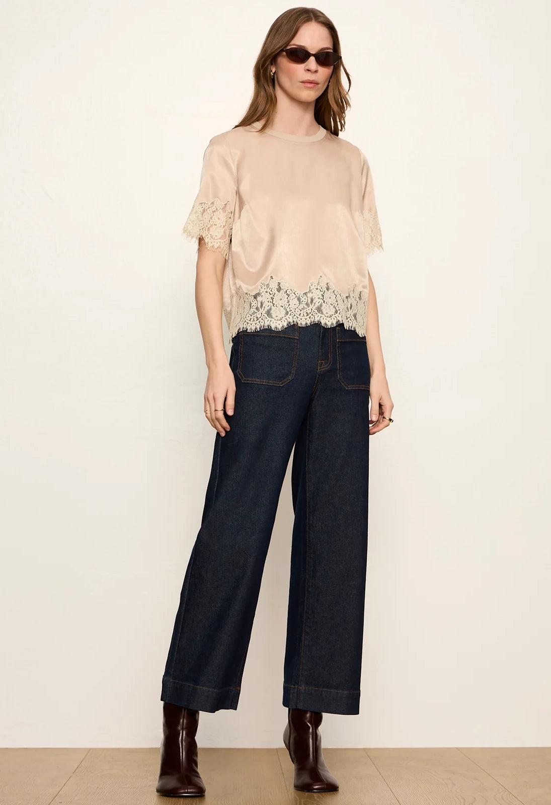 One of a Kind Satin Lace Top