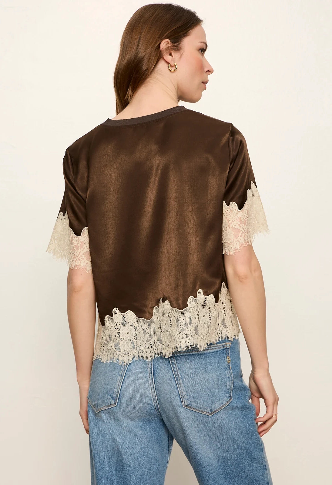 One of a Kind Satin Lace Top
