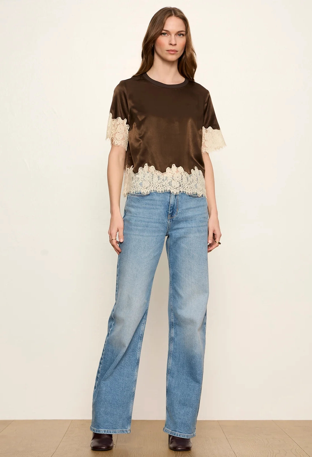One of a Kind Satin Lace Top