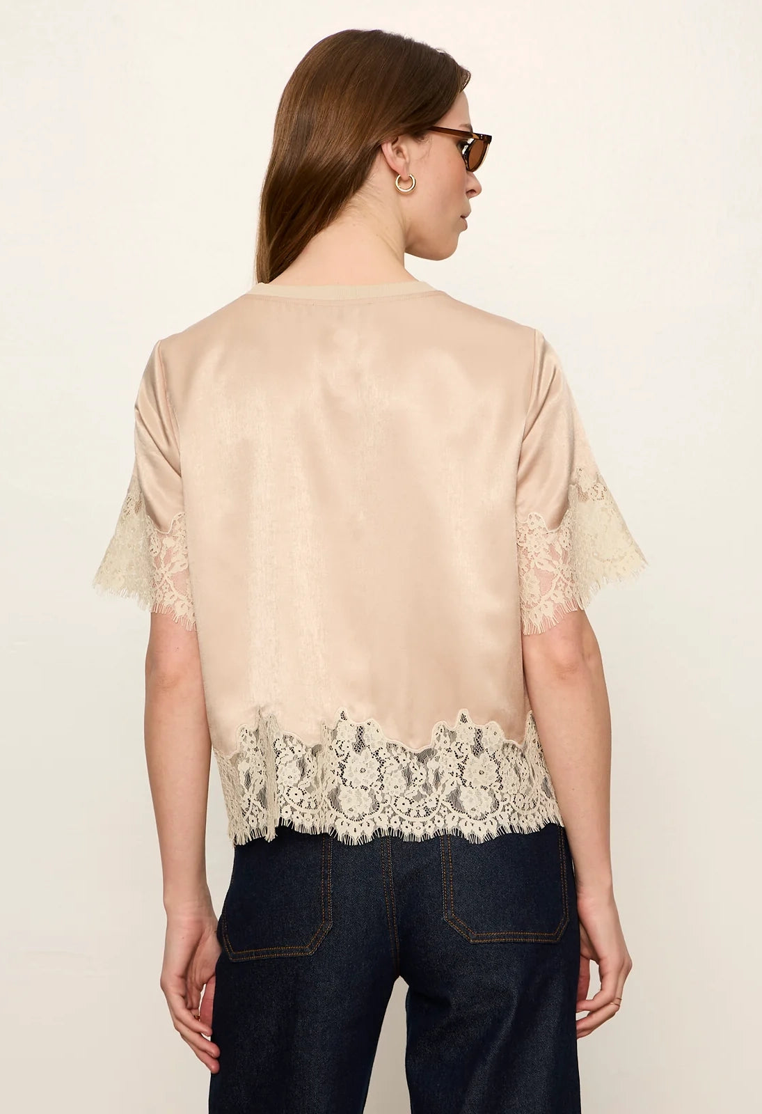 One of a Kind Satin Lace Top