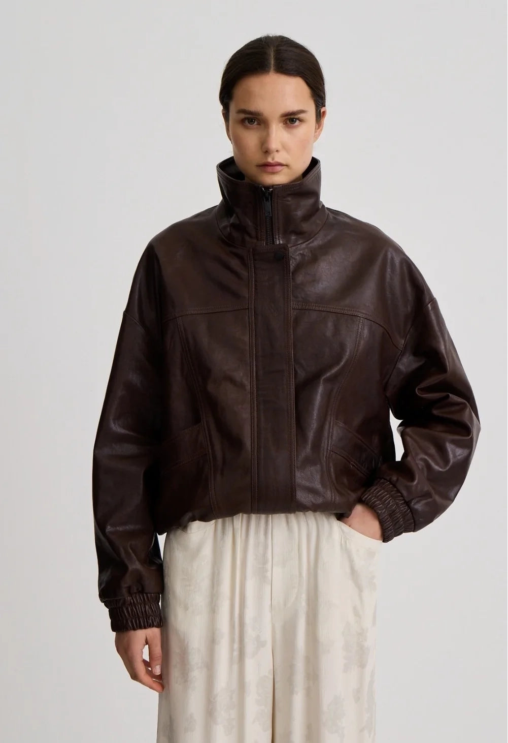 Oversized Leather Bomber