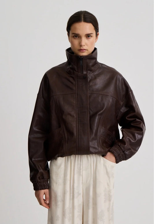 Oversized Leather Bomber