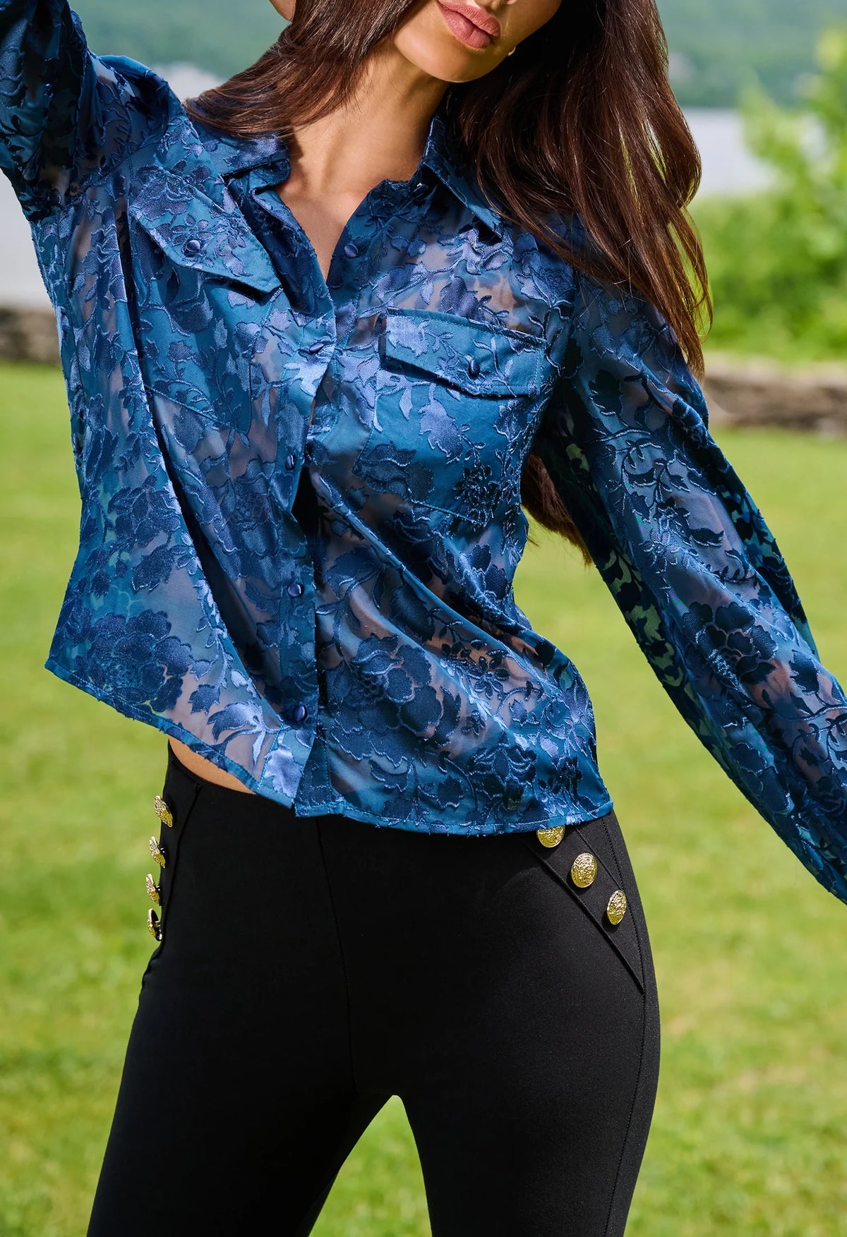 Priya Floral Burn-Out Blouse