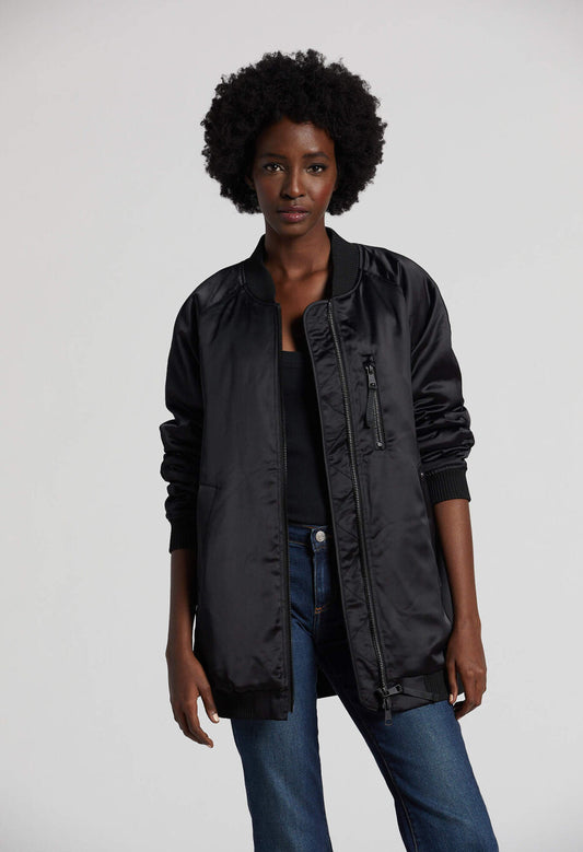 Pako Satin Mid Length Bomber