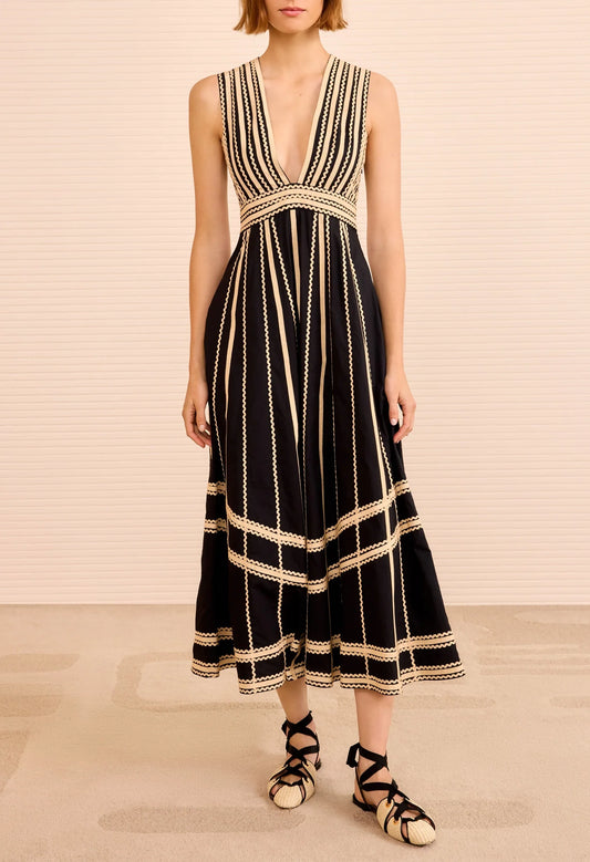 Palermo Deep V Midi Dress