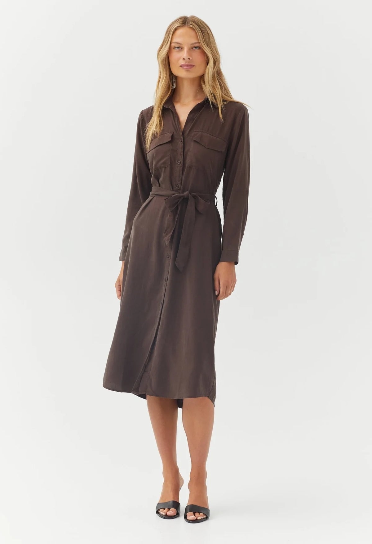 Patch Pocket Maxi Shirt Dress