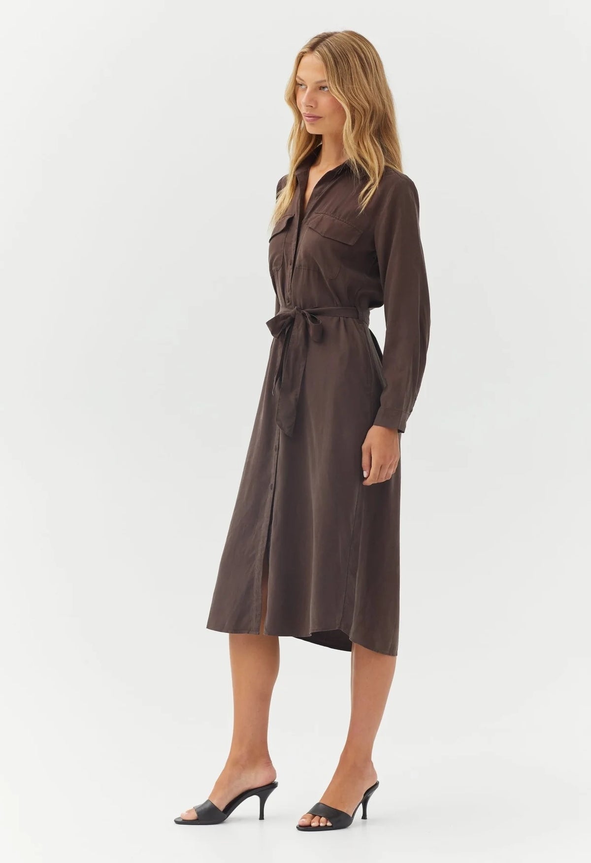 Patch Pocket Maxi Shirt Dress