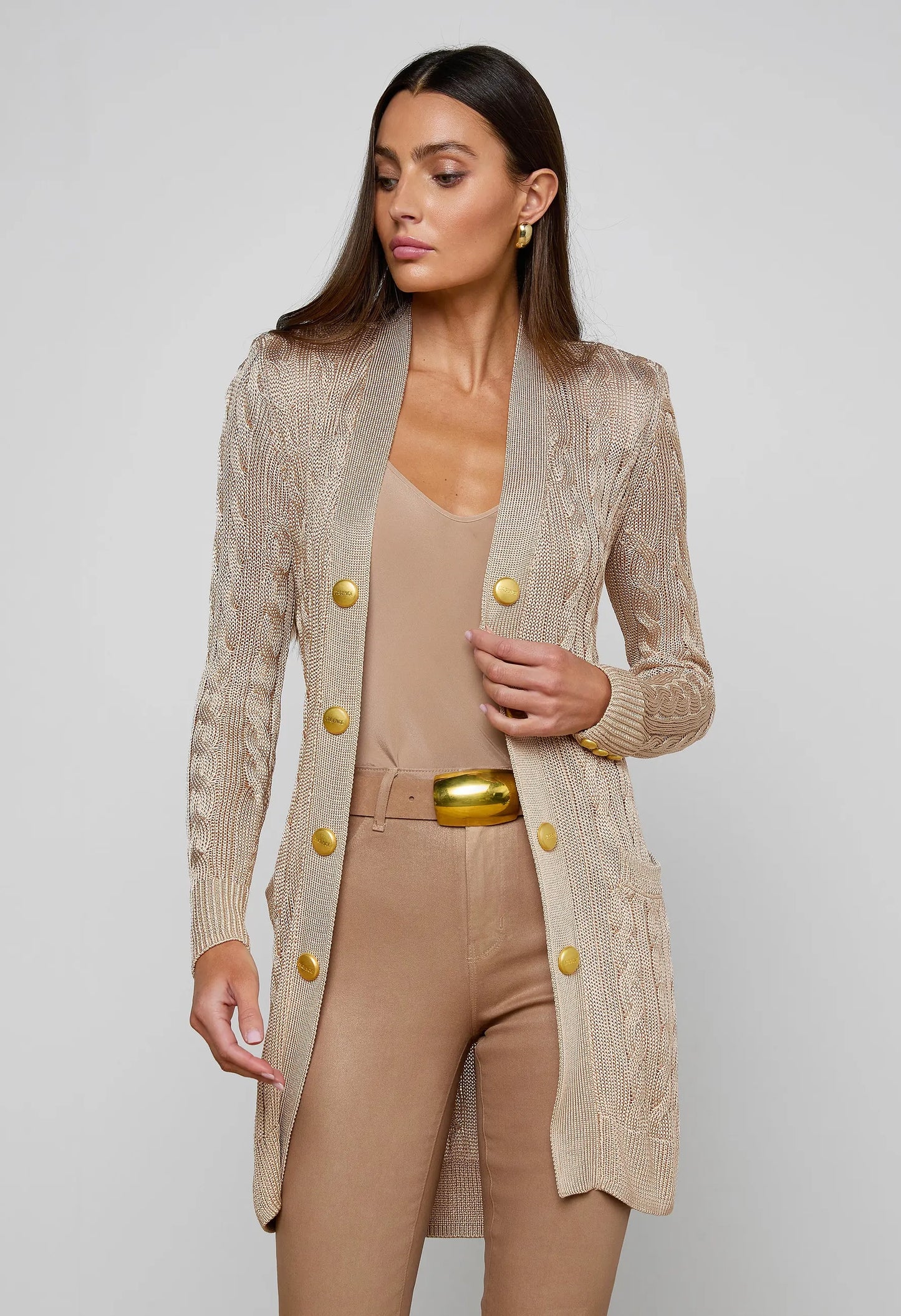 Penelope Belted Cable Cardigan