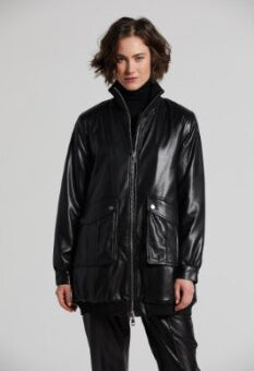 Petra Vegan Leather Long Bomber