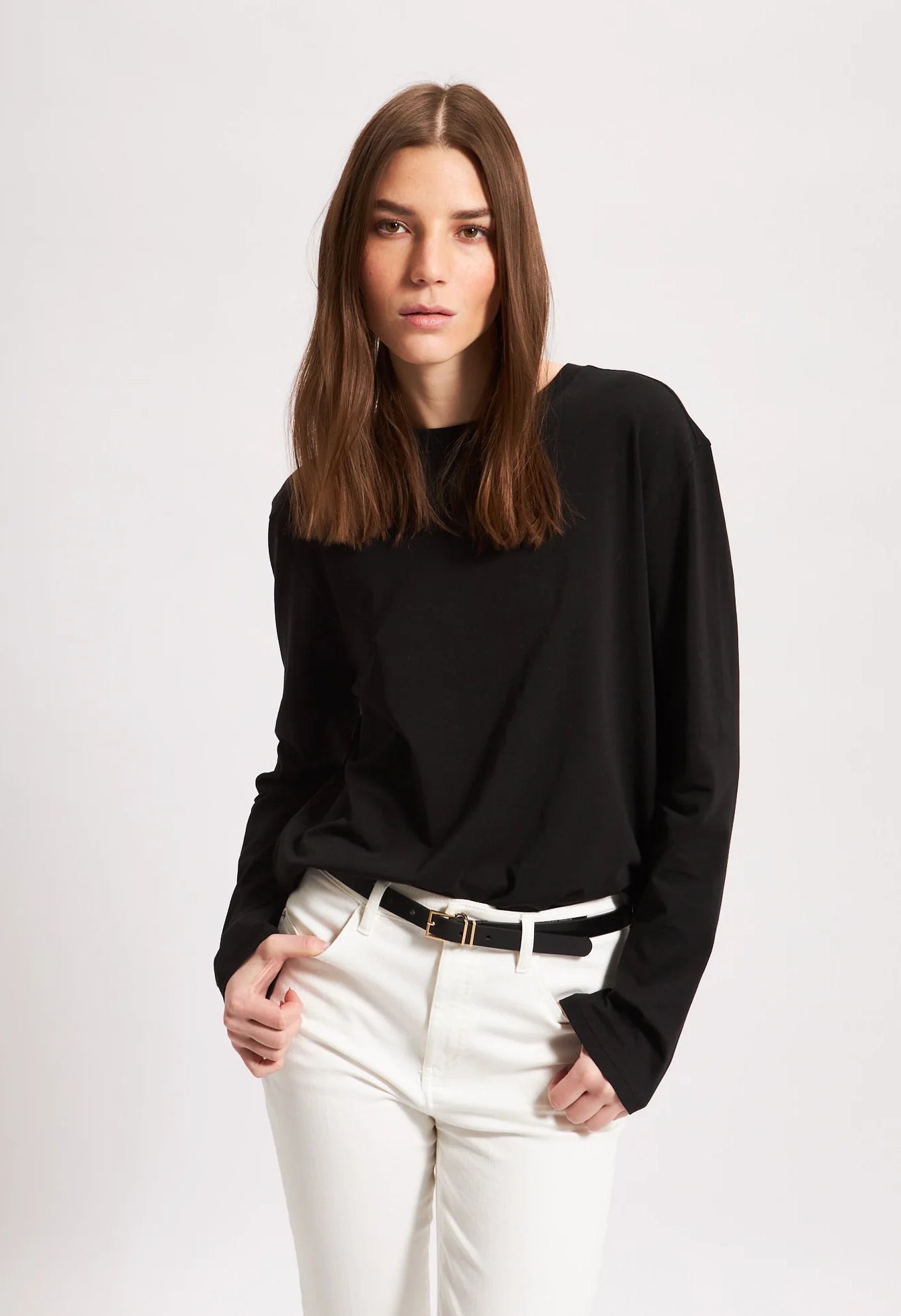 Pima Cotton Stretch Boyfriend Long Sleeve