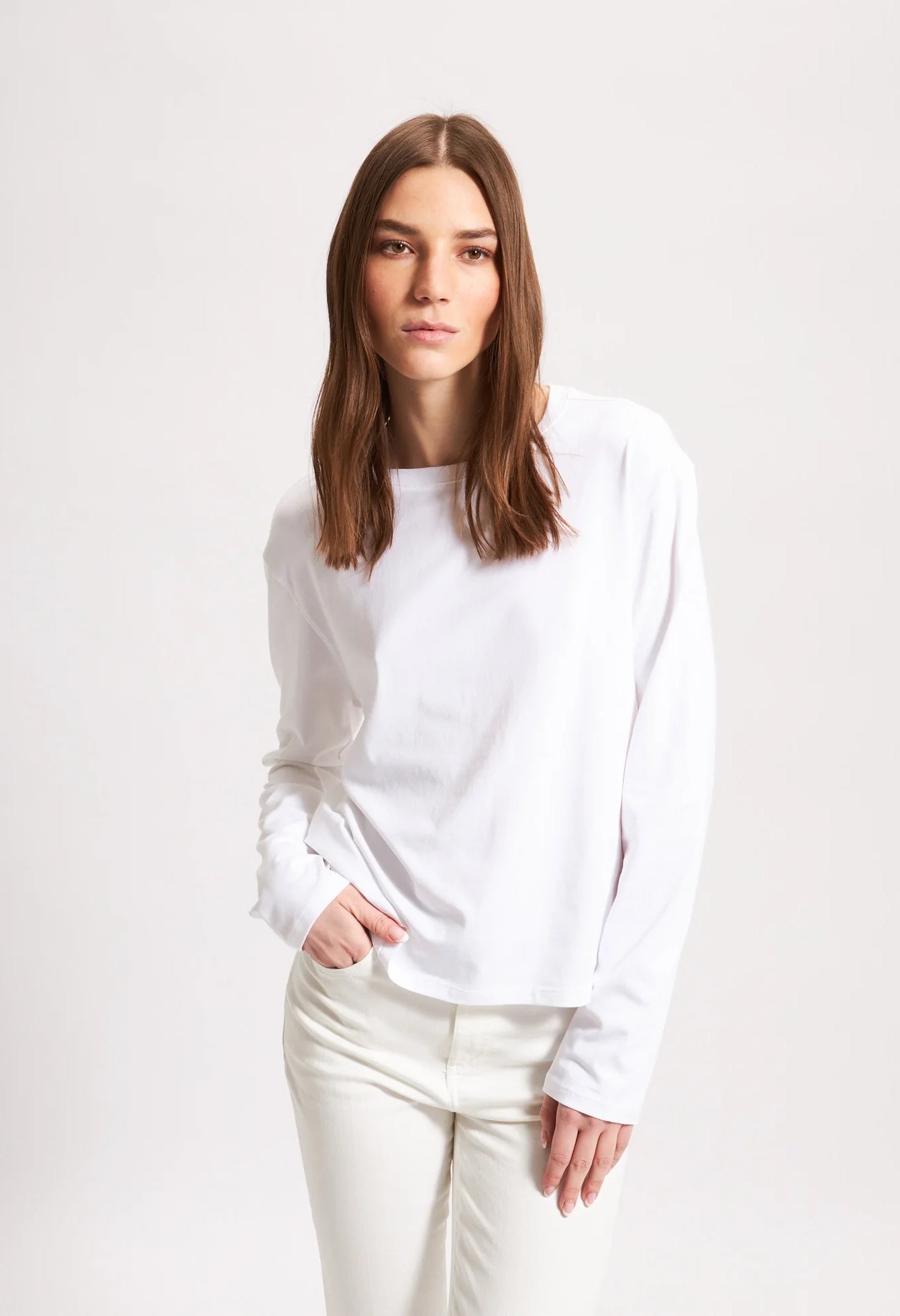 Pima Cotton Stretch Boyfriend Long Sleeve