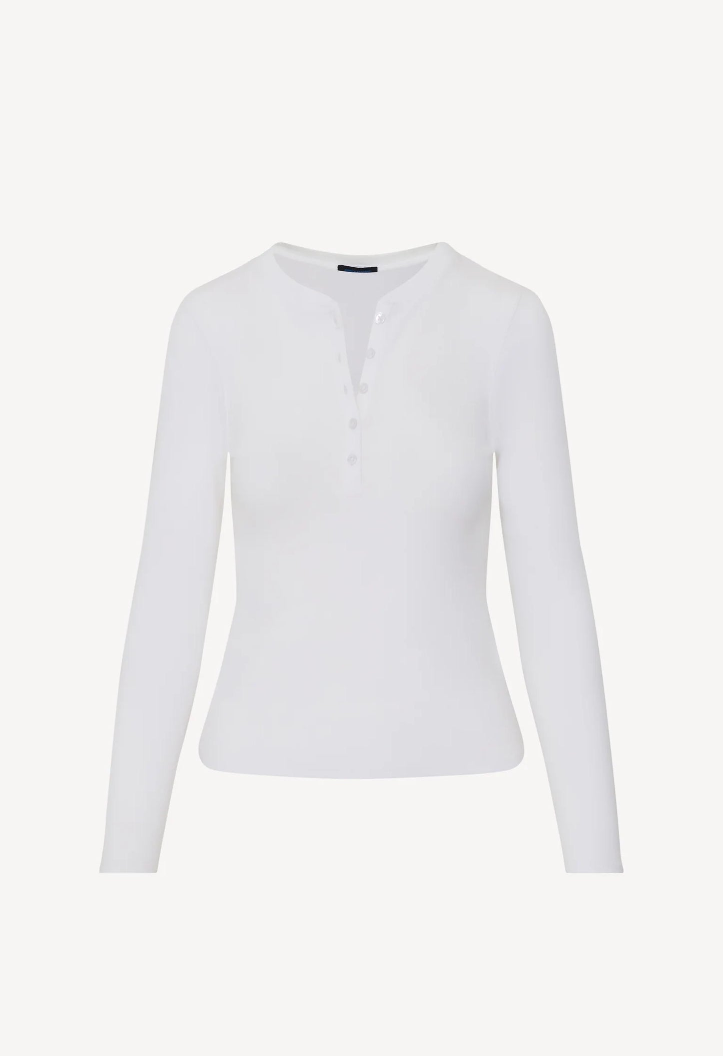 Pima Cotton Stretch Ribbed Long Sleeve Henley