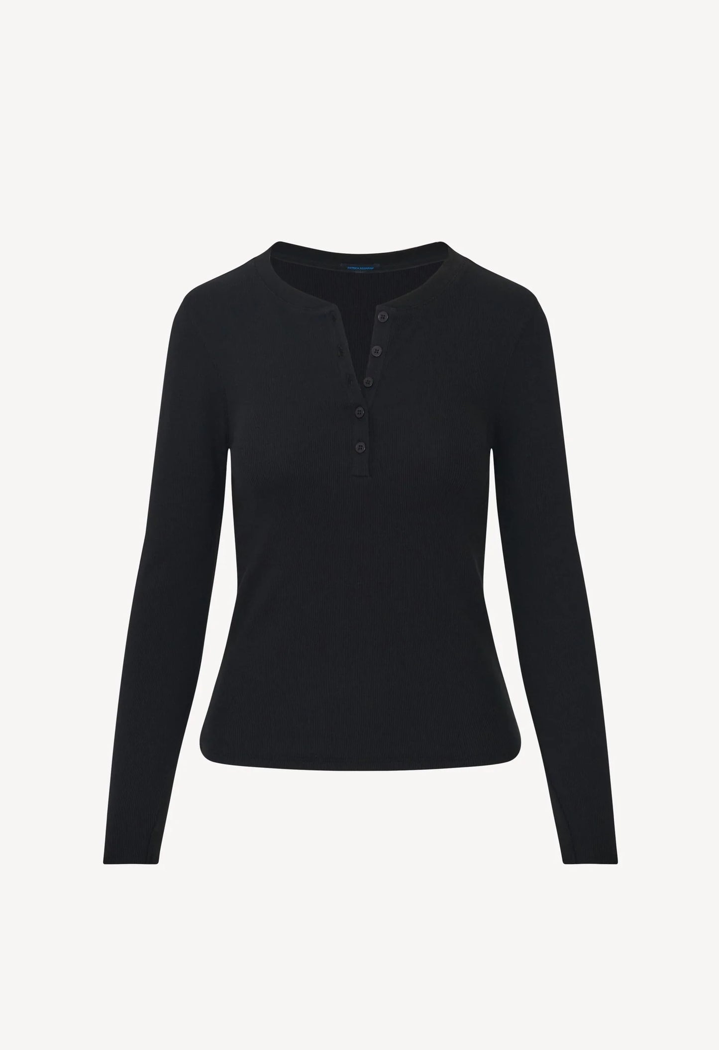 Pima Cotton Stretch Ribbed Long Sleeve Henley