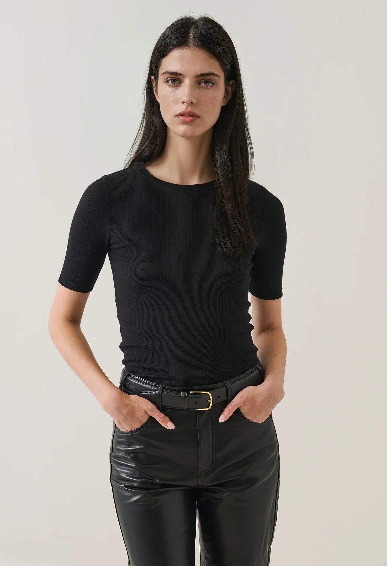 Pima Cotton Stretch Ribbed T-Shirt