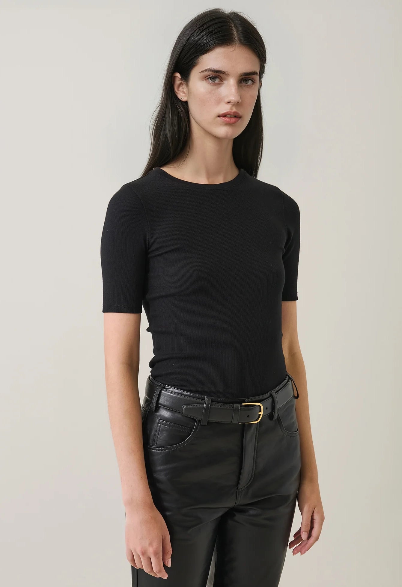 Pima Cotton Stretch Ribbed T-Shirt