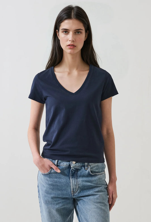 Pima Cotton Stretch Slim V-Neck T-Shirt