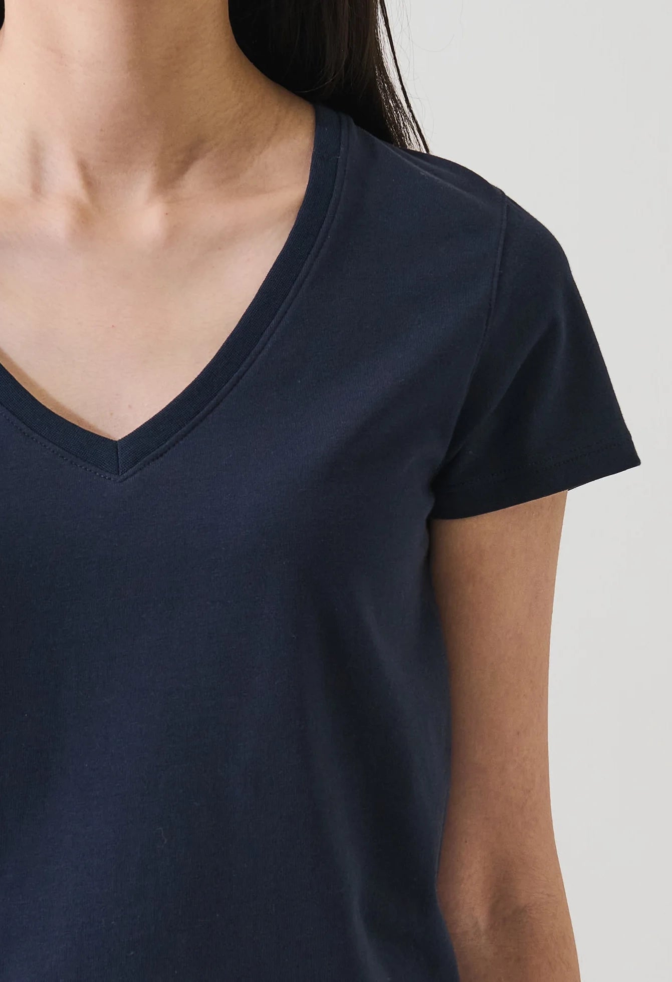 Pima Cotton Stretch Slim V-Neck T-Shirt