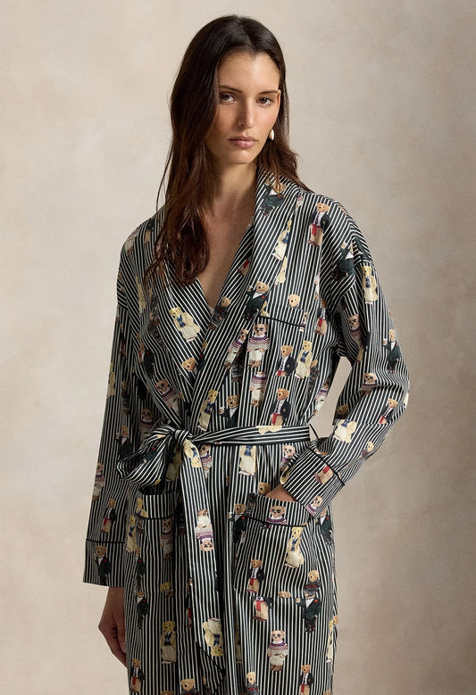 Madison Bear Striped Cotton Sateen Robe