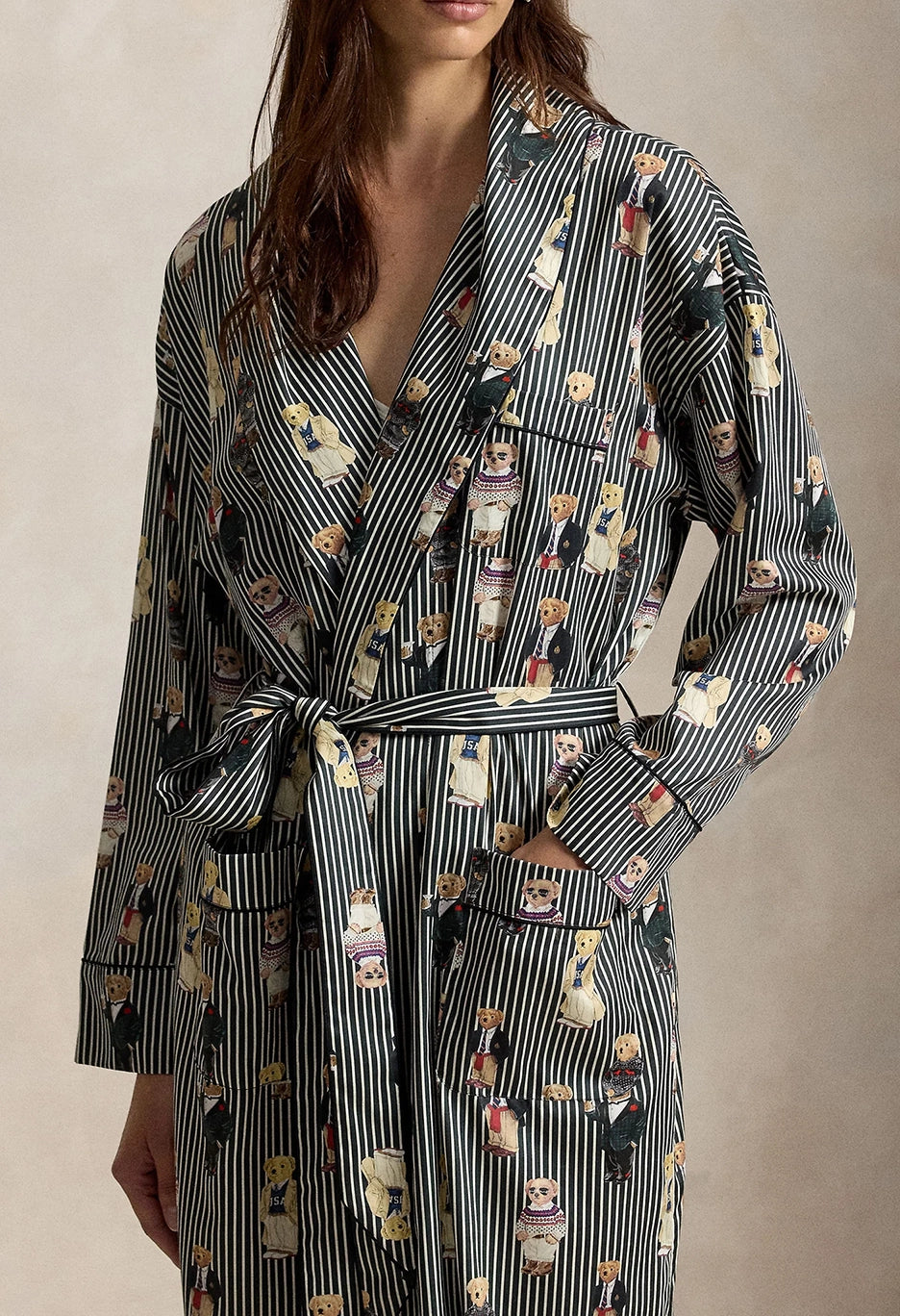 Madison Bear Striped Cotton Sateen Robe
