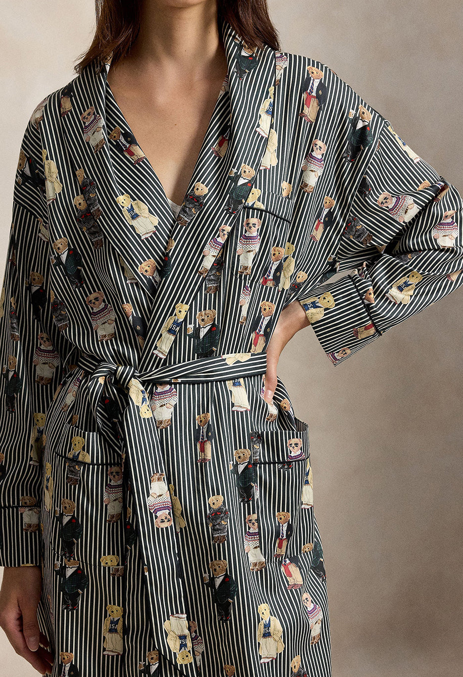 Madison Bear Striped Cotton Sateen Robe