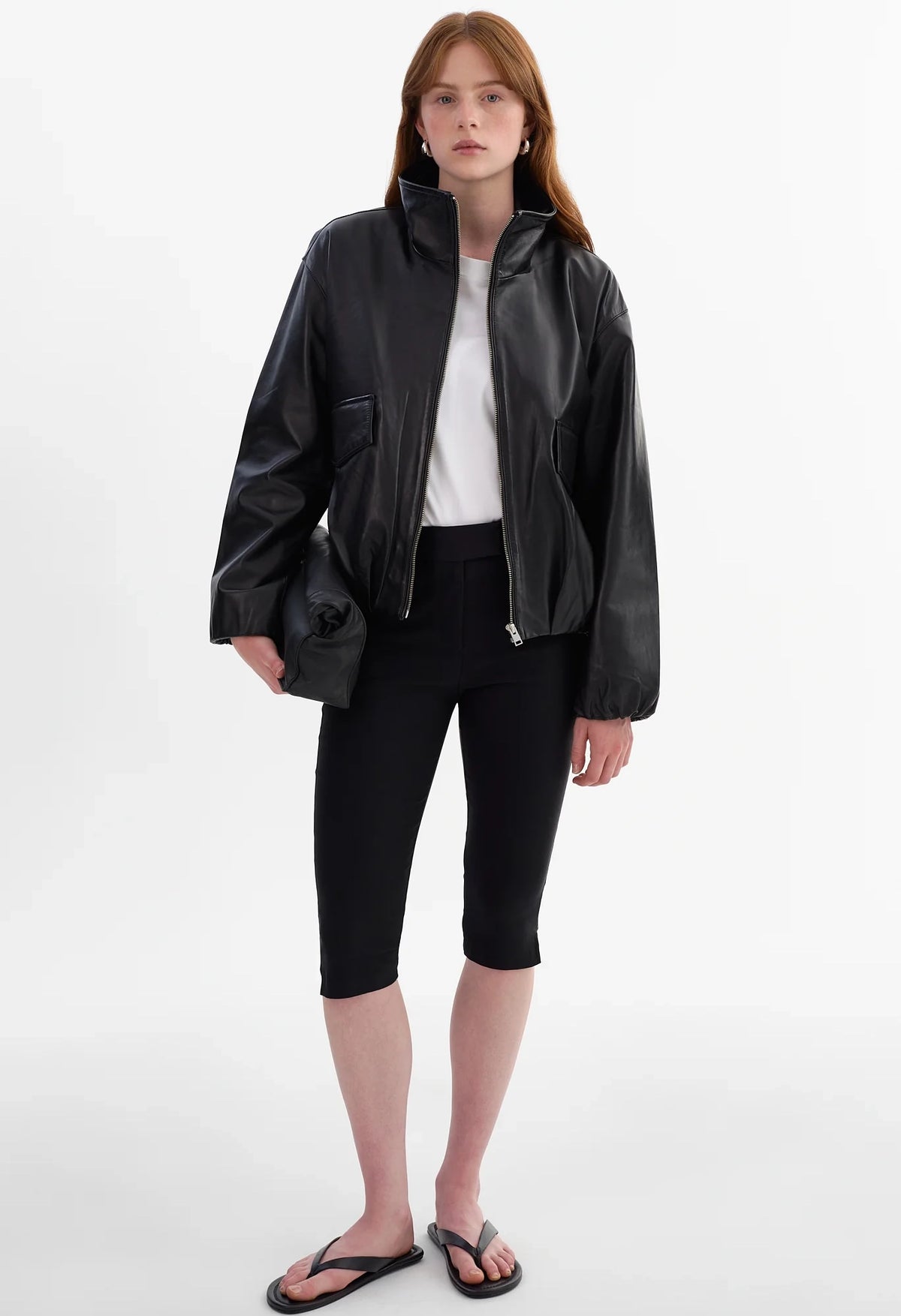 Ramona Funnel Neck Leather Jacket