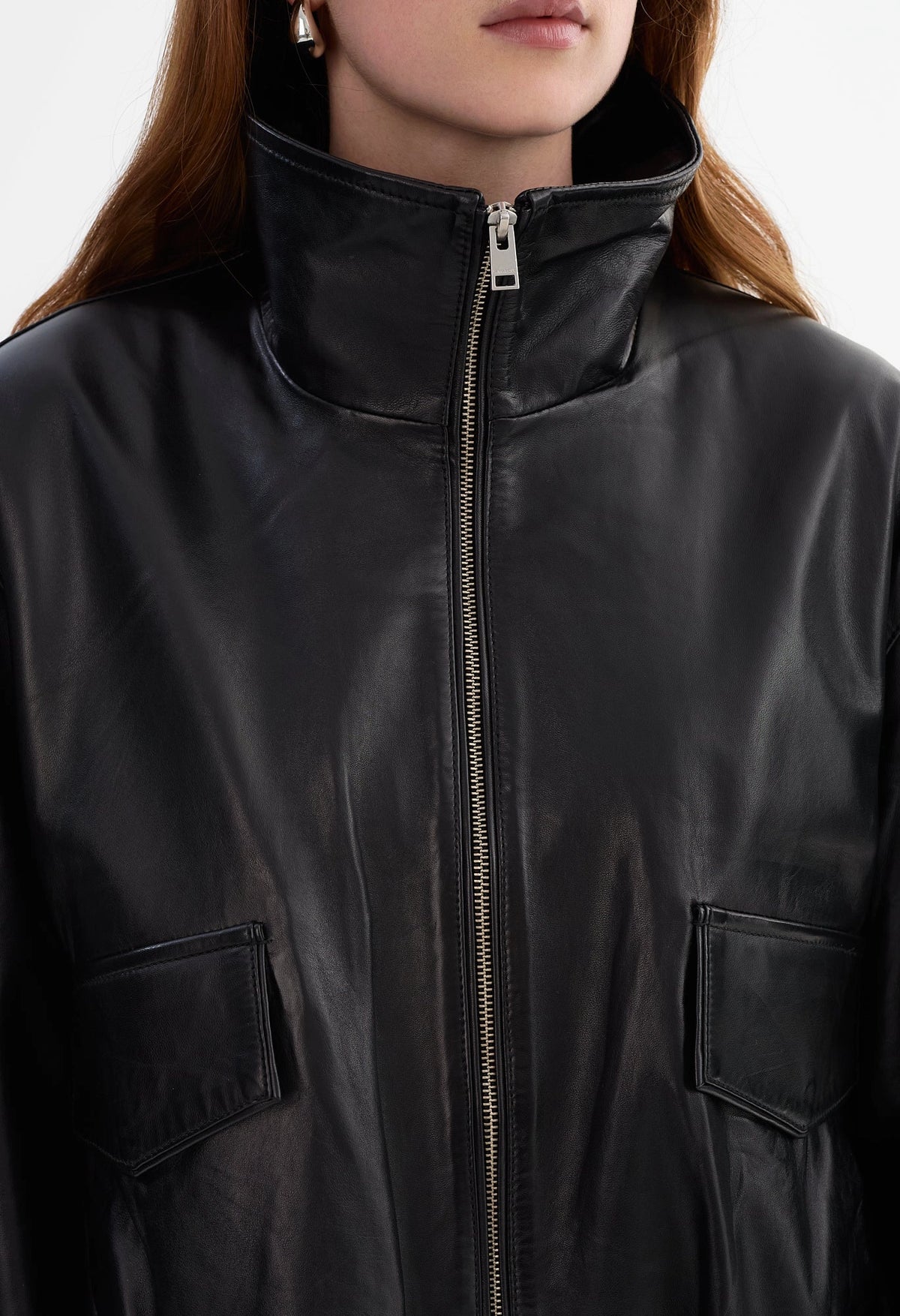Ramona Funnel Neck Leather Jacket