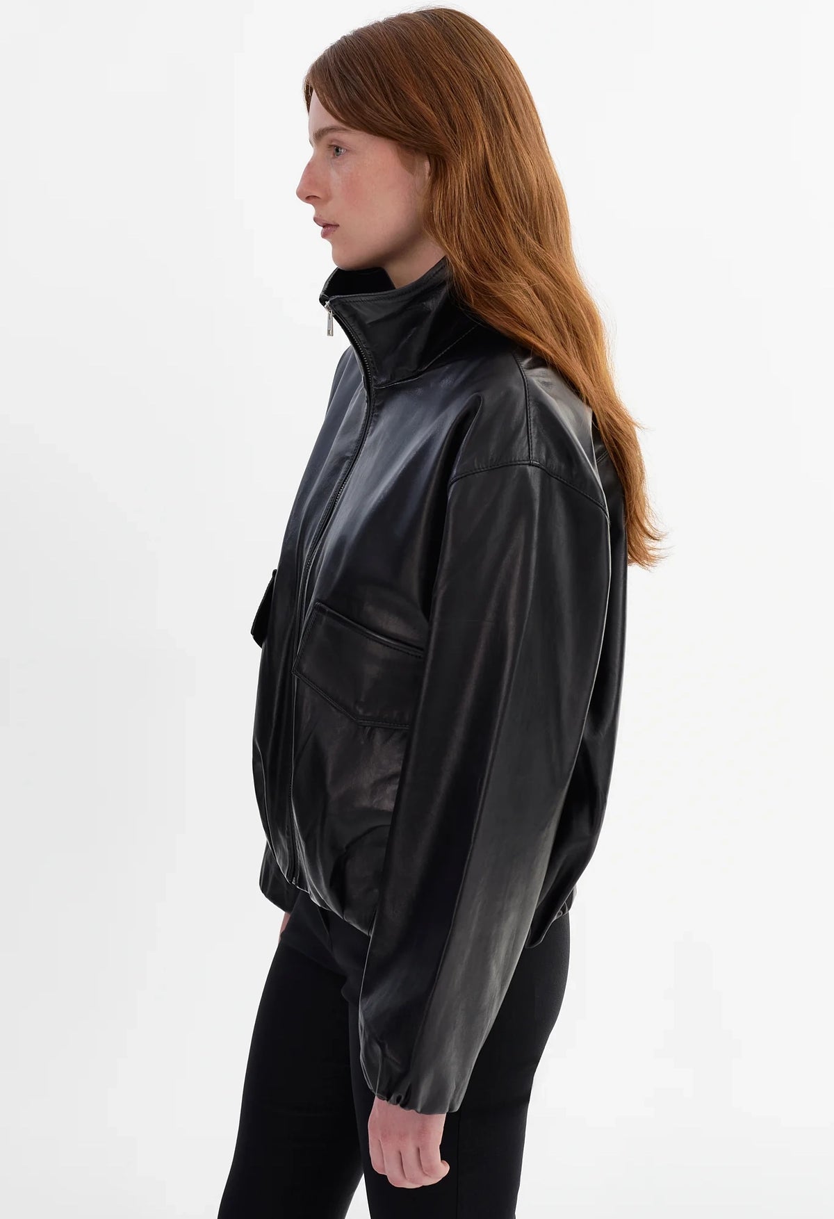Ramona Funnel Neck Leather Jacket