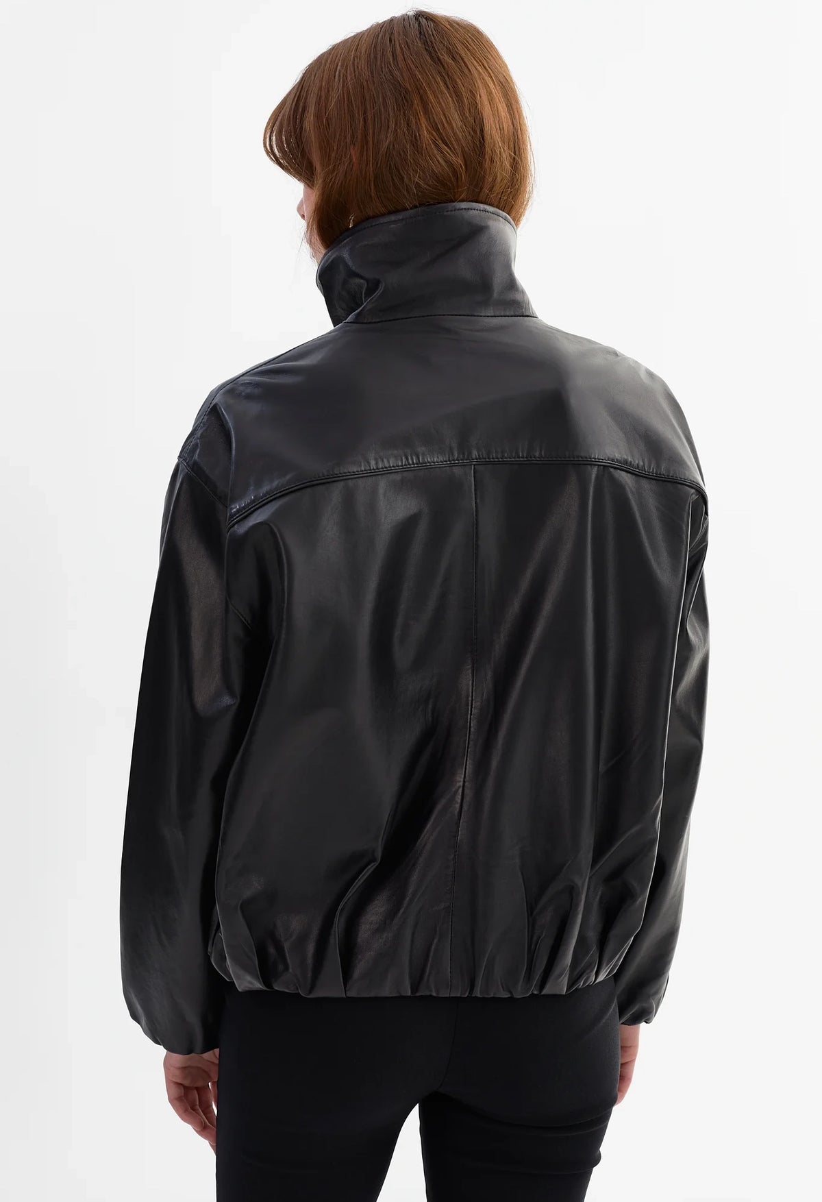 Ramona Funnel Neck Leather Jacket
