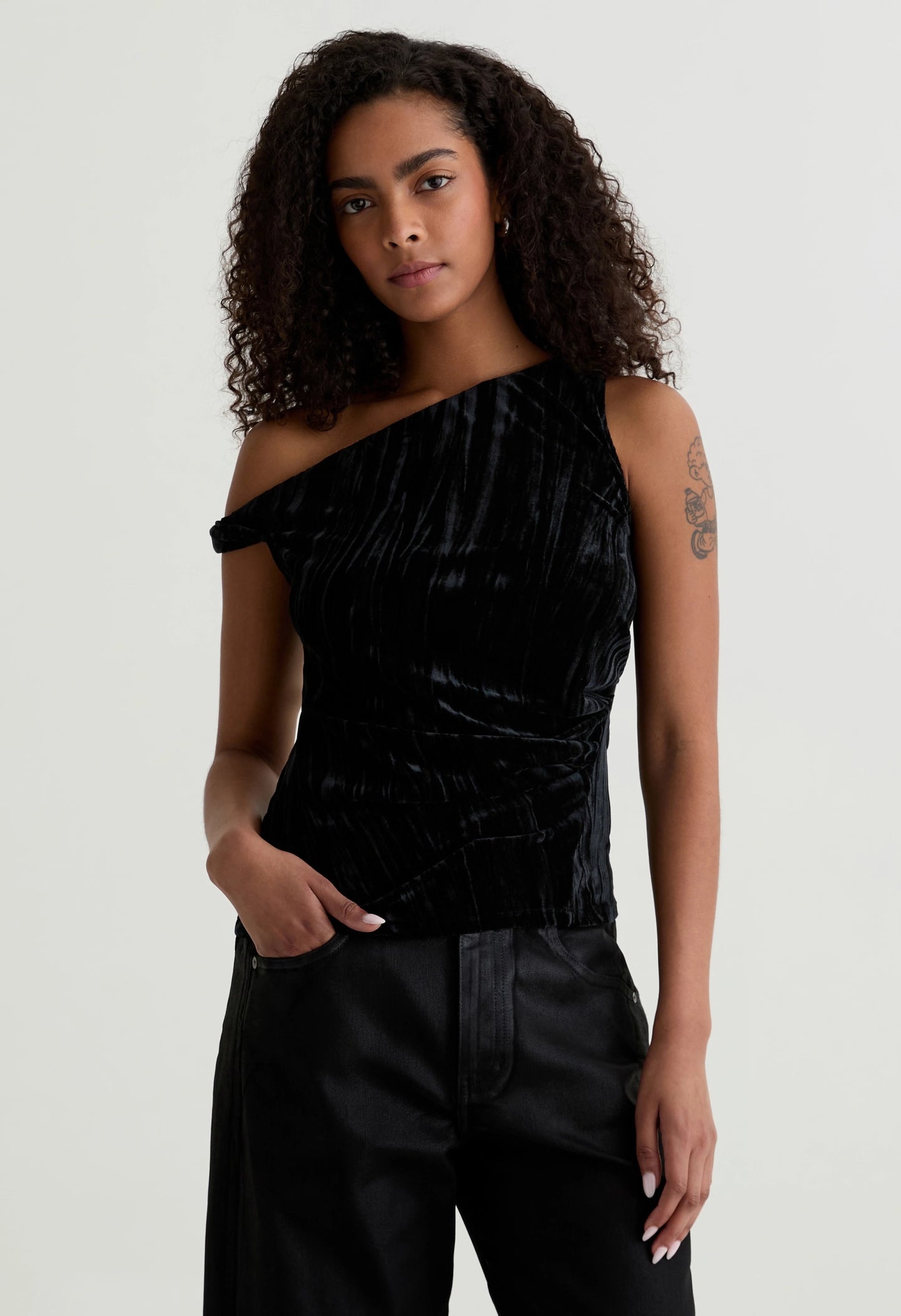 Rachel Velvet  Cold Shoulder Top