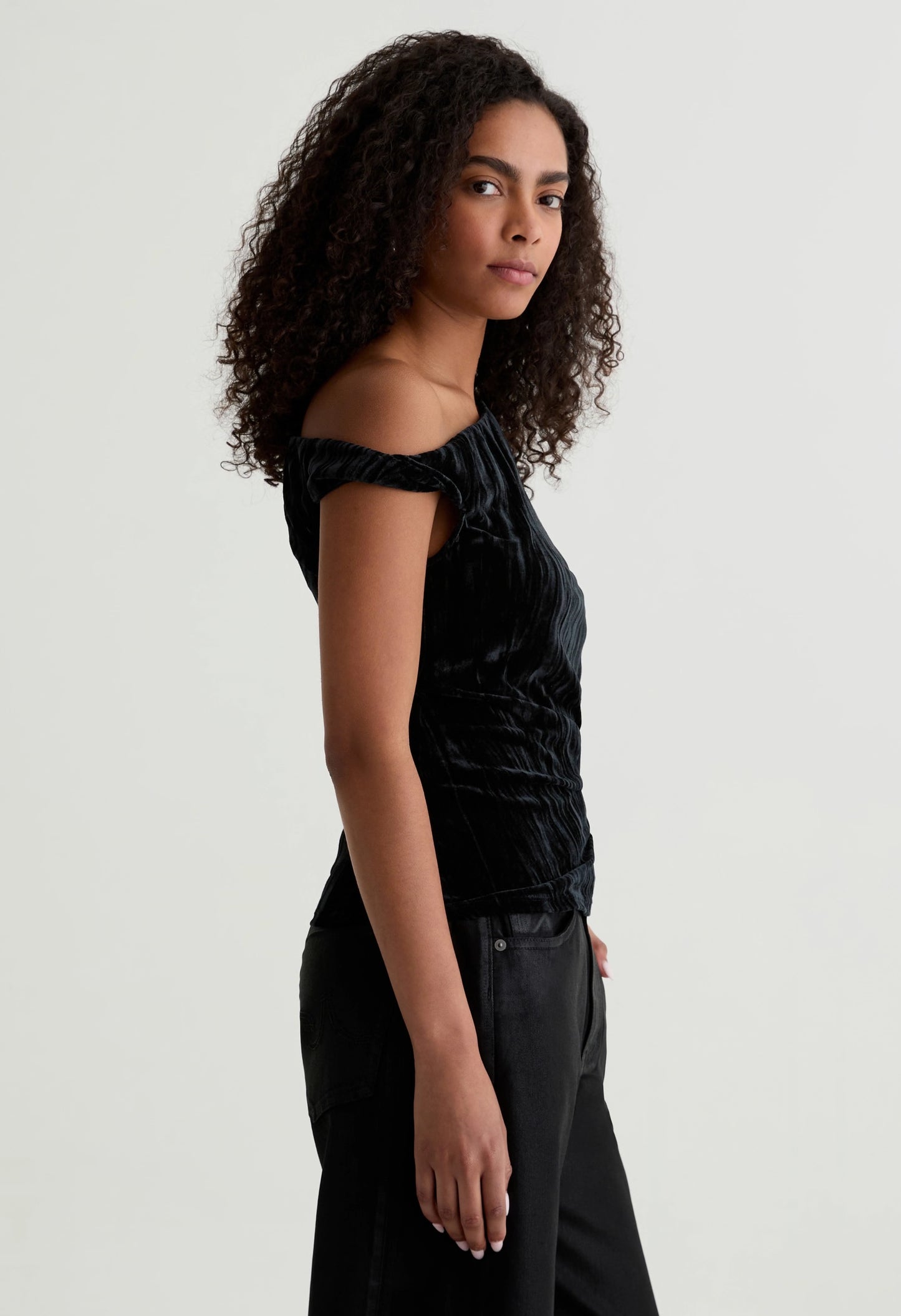 Rachel Velvet  Cold Shoulder Top