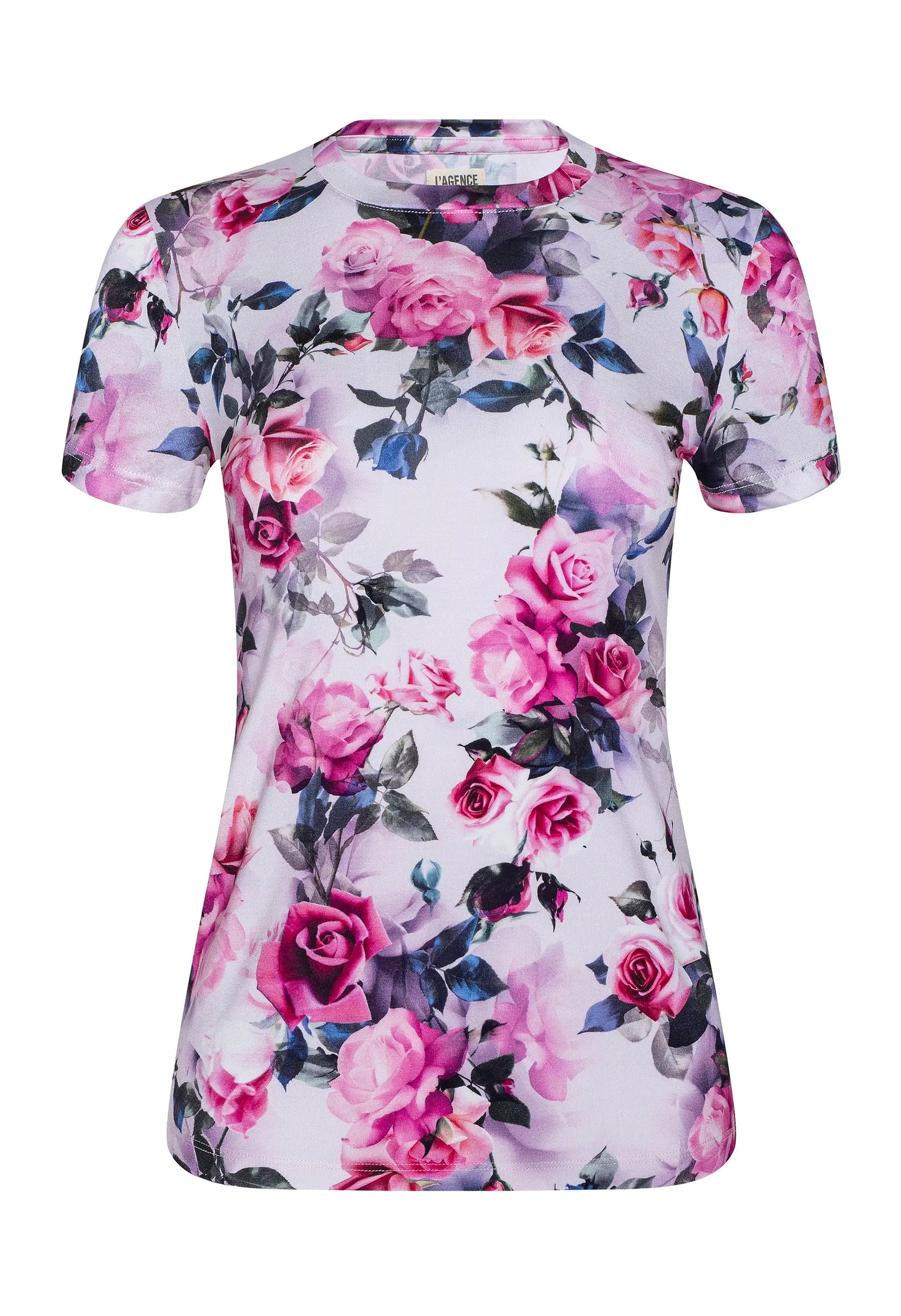 Ressi Fitted Tee Pink Multi Water Rose