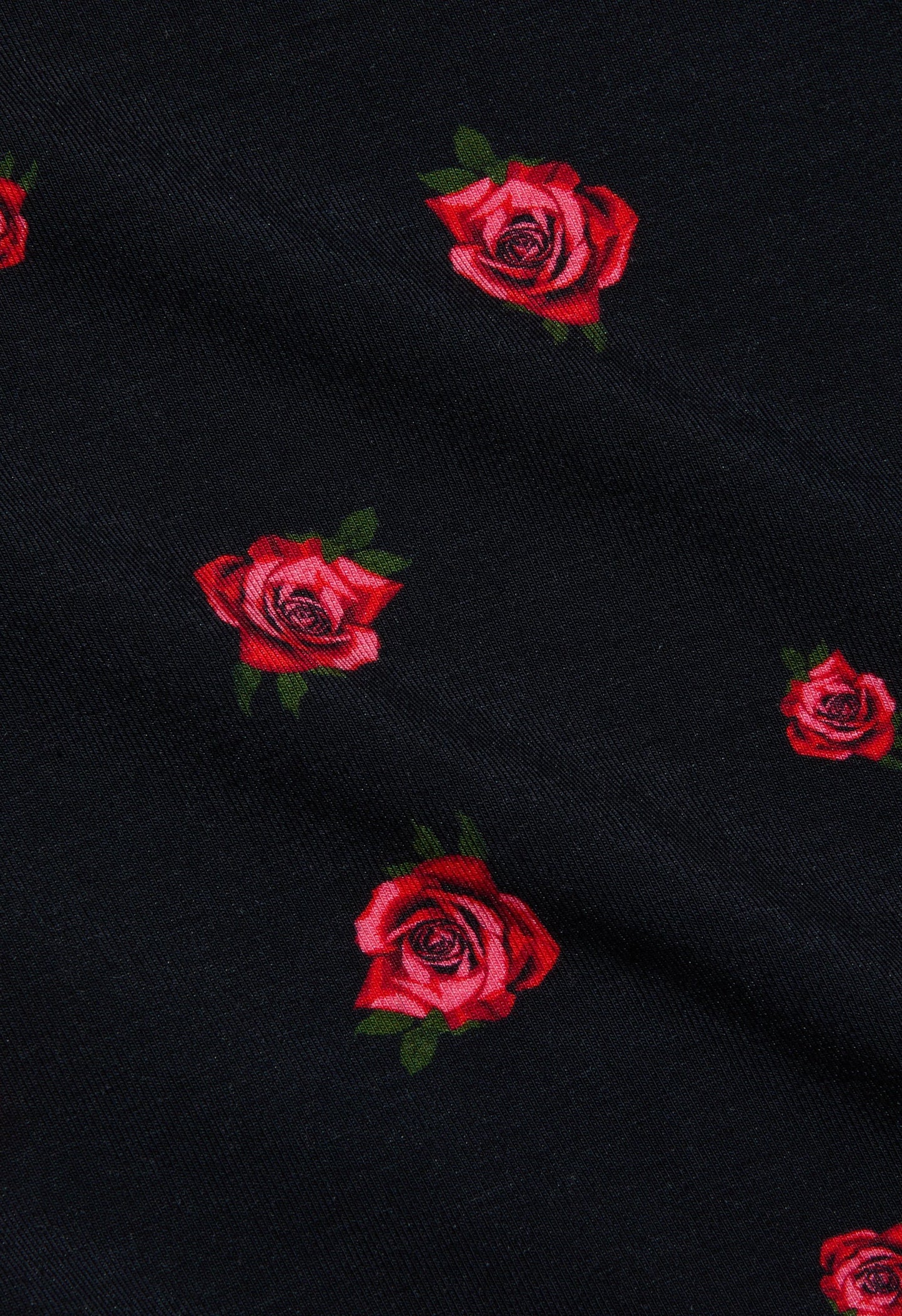 Ressi Fitted Tee Black Red Rose Embroidery