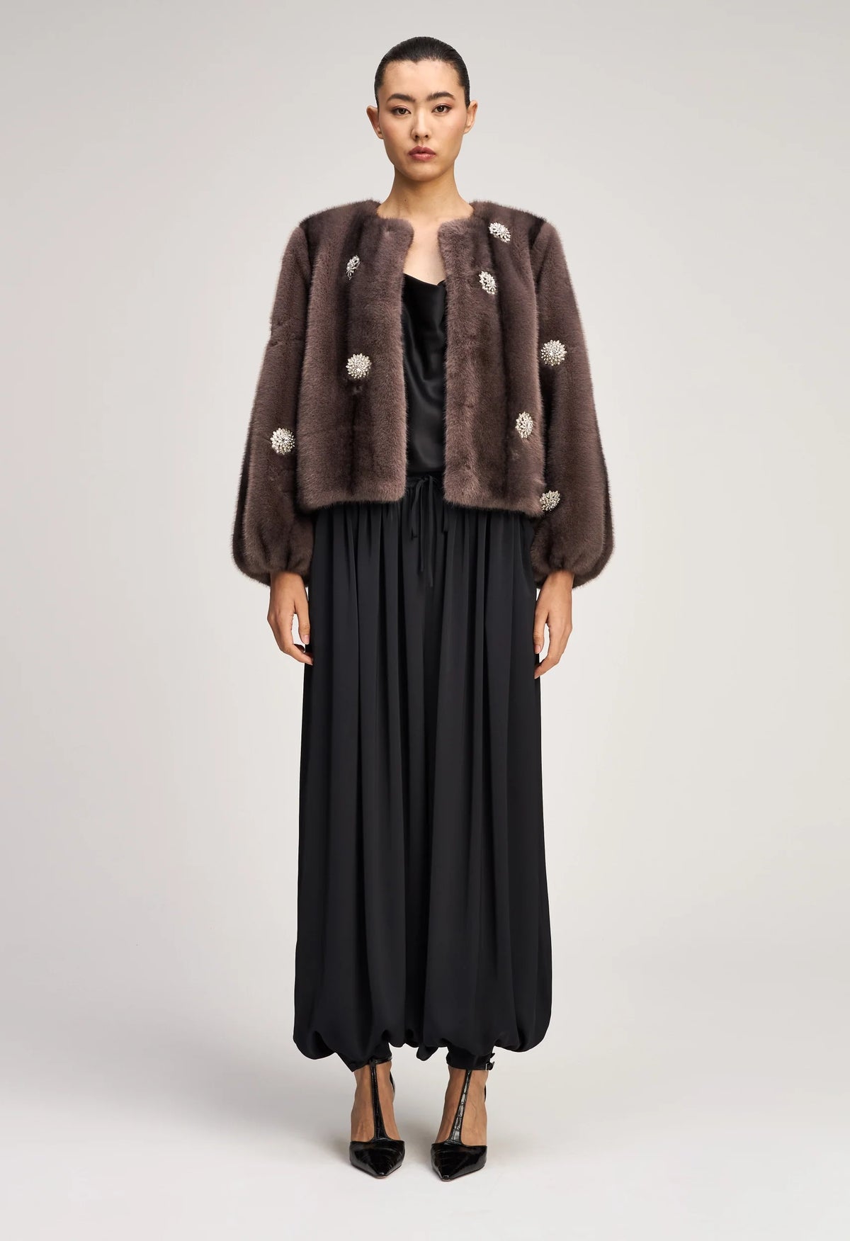 Rhinestone Dahlia Faux Mink Benson Coat