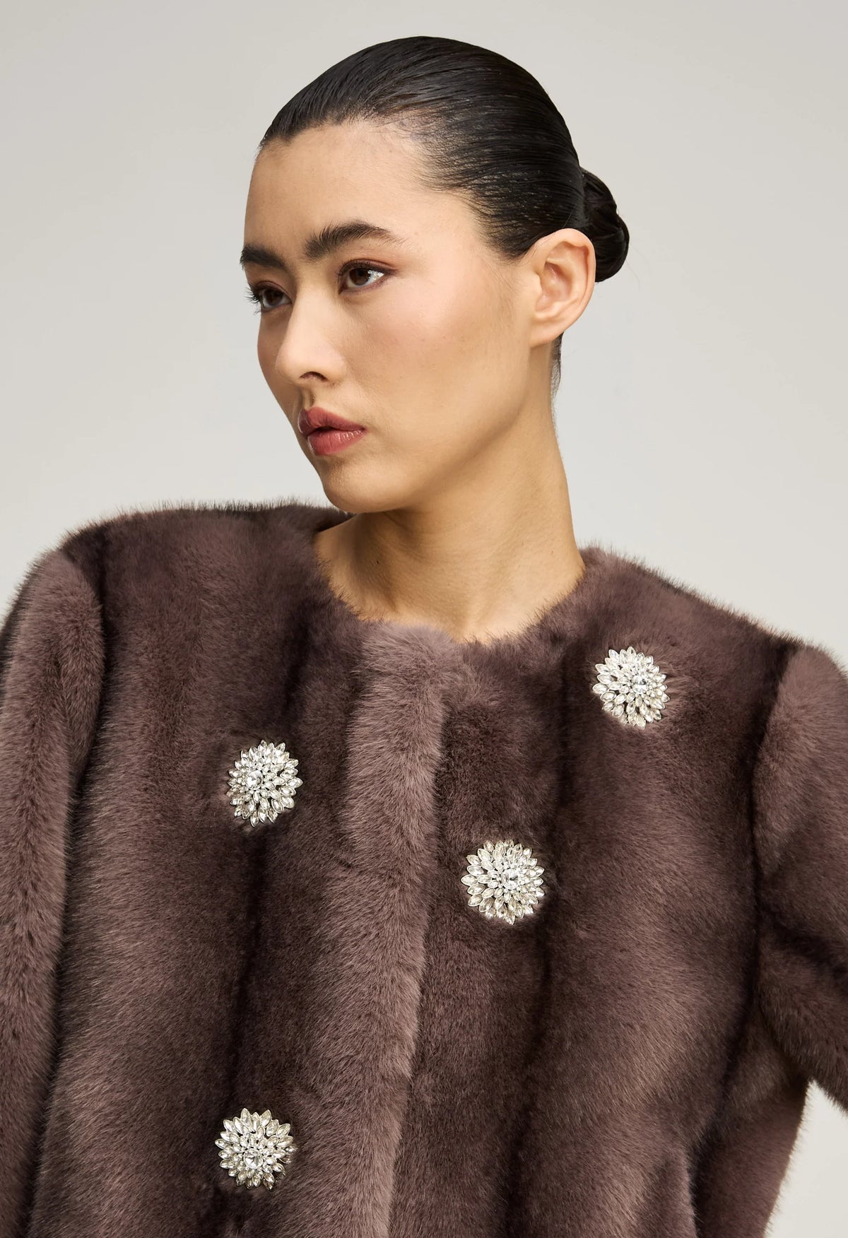 Rhinestone Dahlia Faux Mink Benson Coat